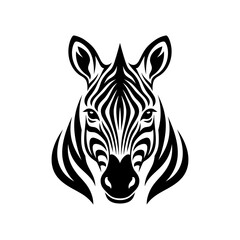 Naklejka premium Minimalist Black and White Zebra Head Illustration Isolated on White Background