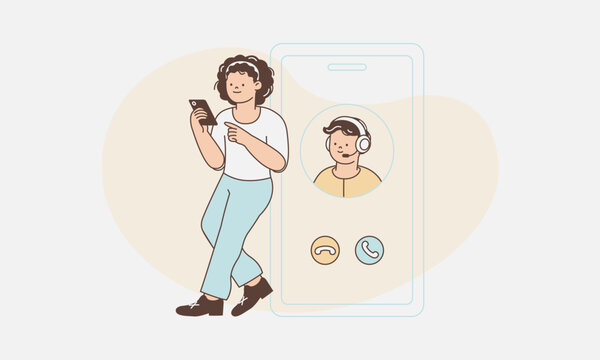 Woman Calling Customer Service for Mobile Phone Support Illustration