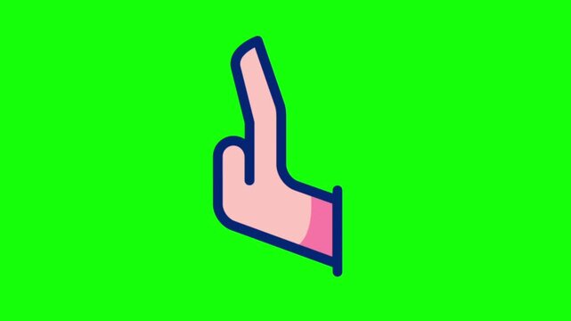 2d animated hand swipe gesture icon with left directional arrows on a green screen key background