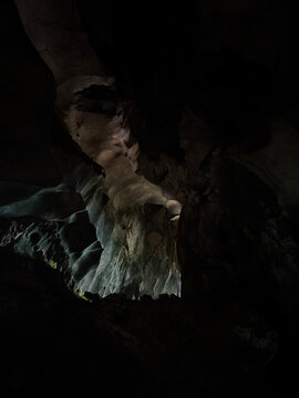 Photographing the interior of a cave at night