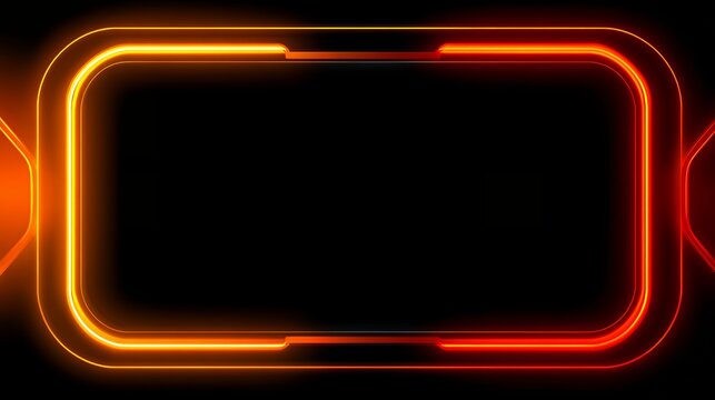 Futuristic orange and red glowing neon frame with technological accents, perfect for Cyber Monday and Black Friday digital sale banners
