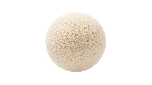Round beige porous sponge isolated on transparent background