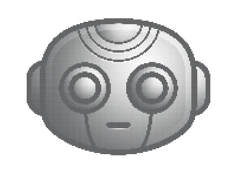Halftone robot head icon illustration dot texture vector graphic