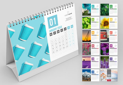 Colorful Desk Calendar Layout