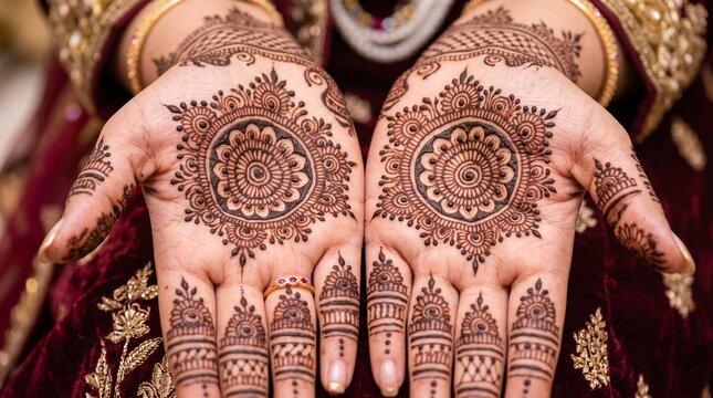 Intricate Pakistani Bridal Henna Mehndi Design - Macro Closeup