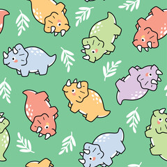 Cartoon Dinosaur Seamless Pattern Background © atap
