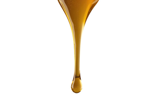 Amber honey stream ending in a drop