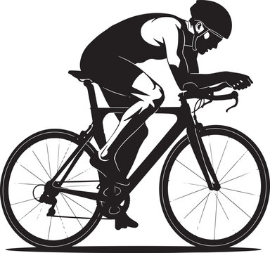 Silhouette of a cyclist riding a racing bicycle with silhouette