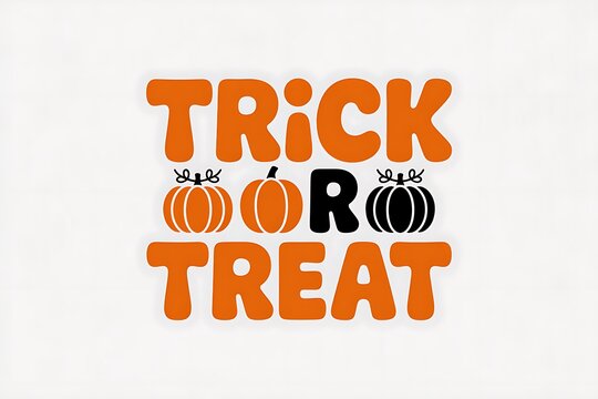 Festive halloween typography design featuring pumpkins and trick or treat text