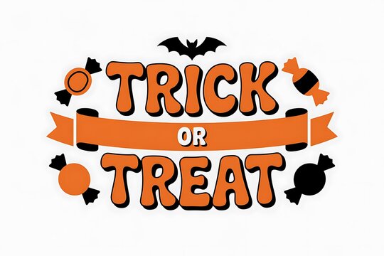 Festive halloween greeting with trick or treat text and autumn decorations