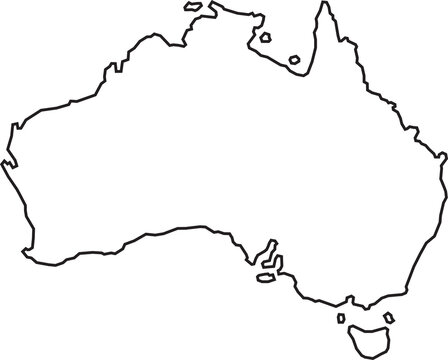 Australia country outline map contour isolated on transparent background