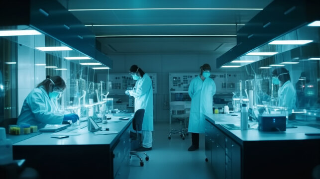 Scientists Working in a High-Tech Laboratory