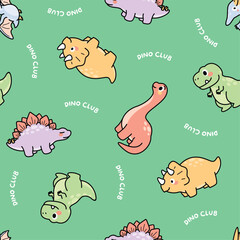 Cute Dinosaur Pattern Green Background  © atap