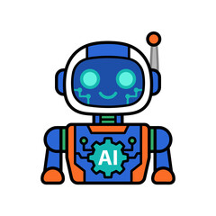 Fototapeta premium AI Robot Icon Vector Collection Showcasing Smart Artificial Intelligence Machines, Intelligent Robots, Digital Assistants, Automation Technology, Machine Learning, and Future Technology Concepts