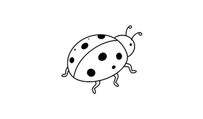 Naklejka premium Cute Walking Ladybug Hand Drawn Black Outline Vector Illustration