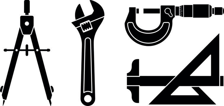 Set of engineering and construction tools icons