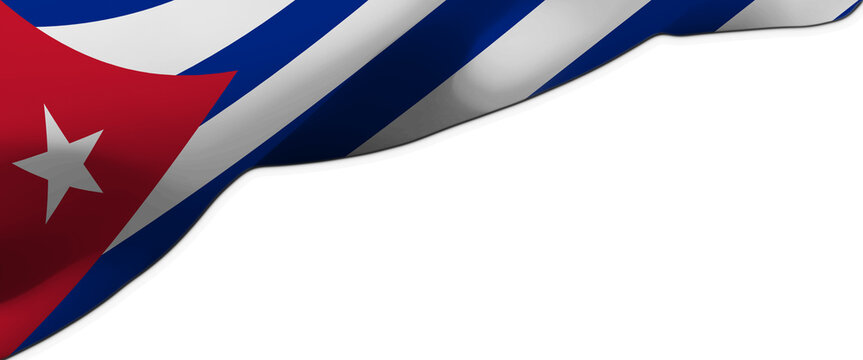 White background with the Cuban flag waving in the wind