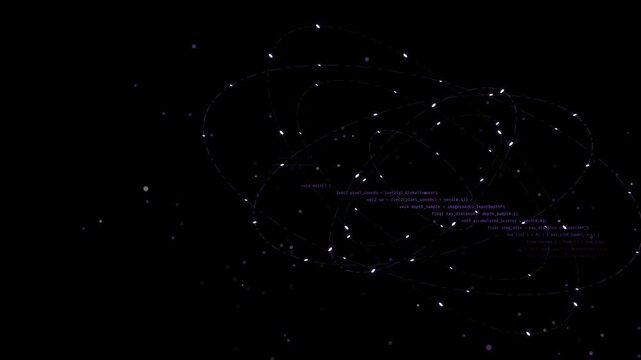 Quantum Orbit Atomic Node Code Lines Abstract Tech Animation