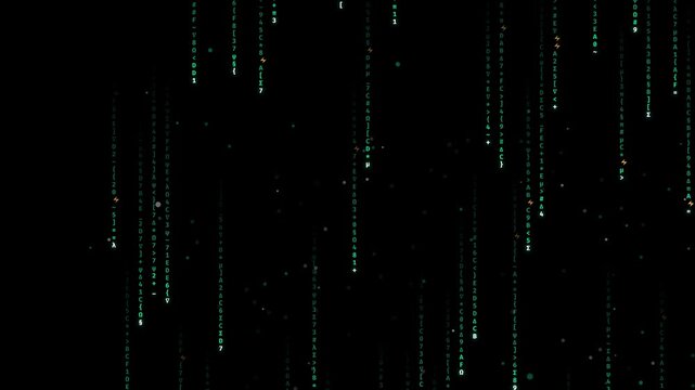 Matrix Code Digital Rain Falling Green Symbols Cyber Background
