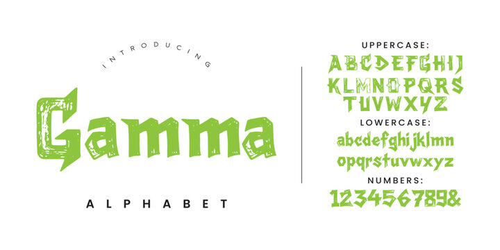 Gamma aggressive display rock font featuring sharp jagged edges and rough vector letters