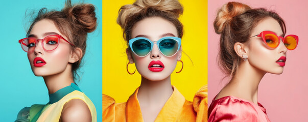 Obraz premium Stylish Women in Colorful Sunglasses