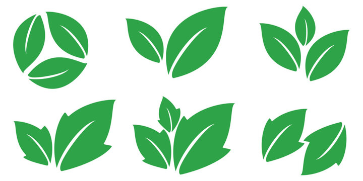 Leaf vector symbol, leaf illustration or leaf emoji in flat style. Spring leaf design, ecological nature theme.