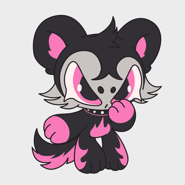 Cute cartoon black animal. Funny character. Cartoon character design.