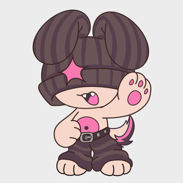 Cute cartoon animal in a hat. Funny character. Cartoon character design.