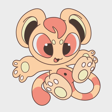 Cute cartoon big-eyed animal. Funny character. Cartoon character design.