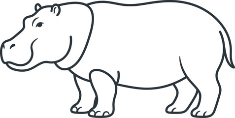 Obraz premium black and white cartoon illustration of a rhino
