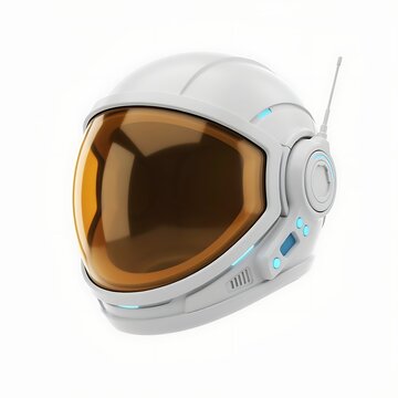 Modern futuristic astronaut helmet with transparent orange visor design