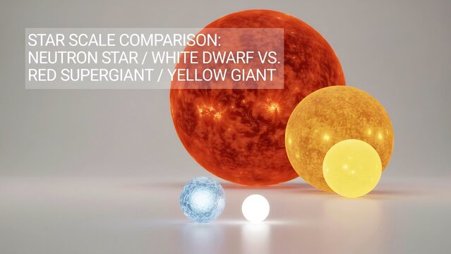 Astronomical comparison of neutron star white dwarf with red supergiant yellow giant stars