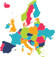 Bright colorful map of Europe with country borders vector illustration © WeDrawing