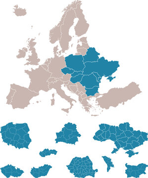 Eastern Europe map with highlighted countries vector infographic template