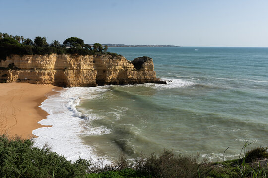  panoramic views of Praia Nova and Praia de Nossa beach, Algarve, Portugal