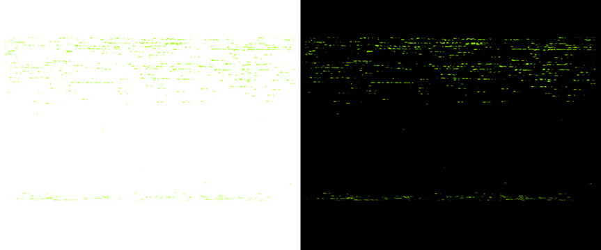 Abstract digital matrix code background, glowing green binary data stream on black and white split screen, cyber security concept