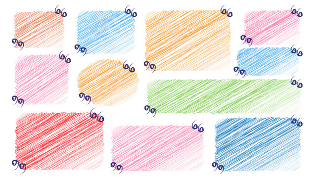 Quote box title Text box frame set with quotation mark Shapes and figures Fluid forms Shapes and figures Speak bubbles Vector illustration