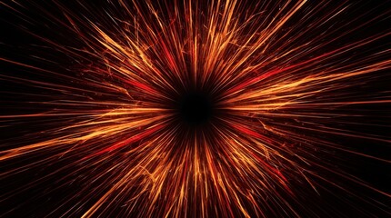 Fototapeta premium Abstract fiery explosion with dynamic light trails on black background