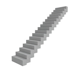 Fototapeta premium A straight flight of gray concrete stairs viewed from a side angle isolated on a transparent background