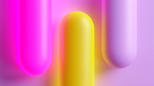 Abstract 3D Background with Colorful Rounded Cylinder Shapes