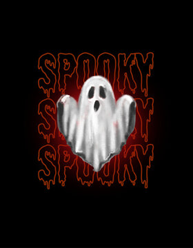 Black Red Illustrative Spooky Tshirt - 1