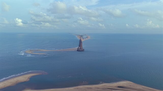 Aerial View of Dhanushkodi Last Road and Land of India Tamil Nadu
