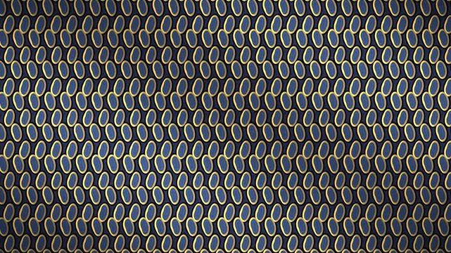 Mirrored Teardrop Tiles Marching In Opposite Rows And Interlocking At Each Seam, Geometric Pattern Seamless Loop in rich indigo tones