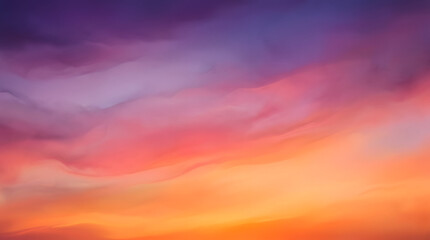 Fototapeta premium Vibrant gradient sunset sky with soft clouds and warm color transitions for design backgrounds