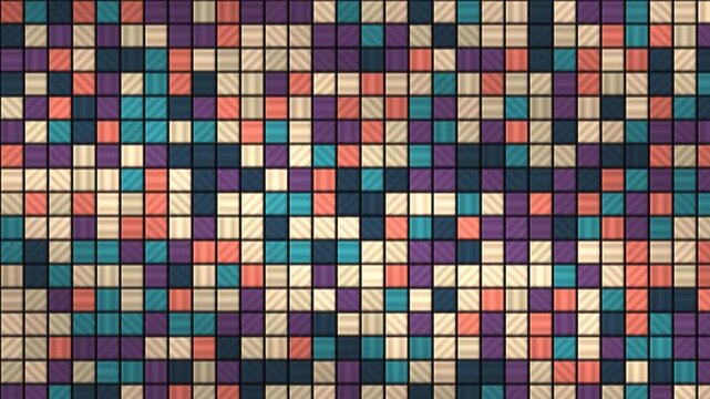 Ceramic Tile Wall Shuffling by Whole Row and Column Slides, Seamless Loop Motion Background in calm red tones