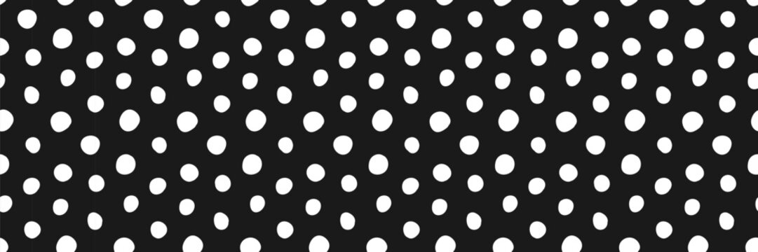 Dot black seamless for pattern polka irregular and doodle print background. Point small polkadot for cute organic spot and snow simple vector. Dot random repeat for pattern black abstract.