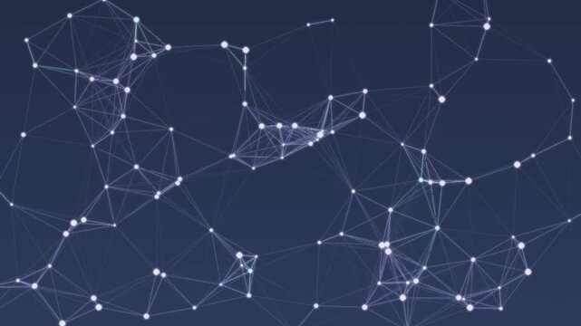 Digital network plexus with connecting nodes and lines seamless loop in subtle violet tones