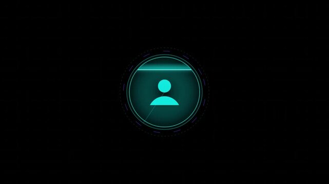 Biometric facial recognition and user identification scan animation