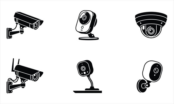 Security camera icons for surveillance and monitoring systems.
