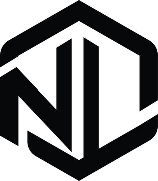 NJ Geometric Hexagon Monogram Logo Design